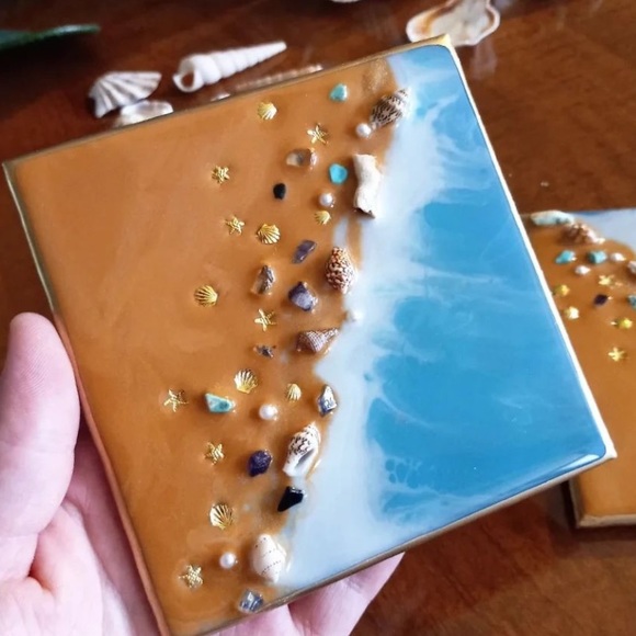 Beach Tile Wall Decor Epoxy Resin - Picture 5 of 5